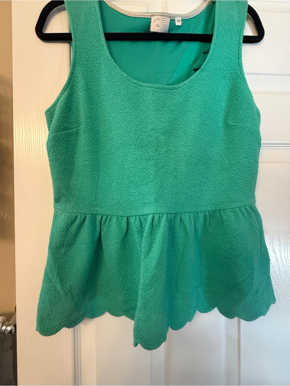 Anthropologie Sleeveless Scallop-Hem Peplum Top in Teal